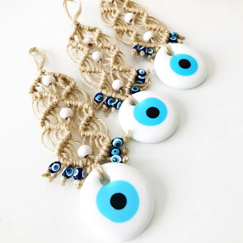 Boho Gift Accessories Cotton Hanging Decor Custom Macrame Keychain  Home Decor Evil Eye