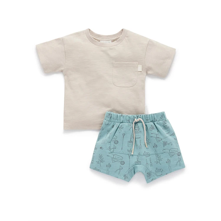 OEM Custom Jogging Shorts Summer 2 Piece Short Set Kids Apparel Processing Services Kids Summer Clothing Custom