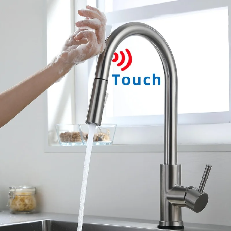 Motion Sensor Kitchen Faucet Full Out,infrared Sensor Touchless Kitchen Faucet Gold,pull Down Kitchen Sink Faucet Kitchen Taps