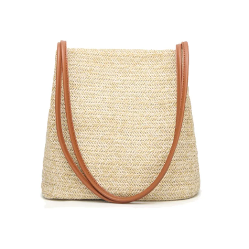 Wholesale 2021 Summer Handmade Women Shoulder Tote Bags Natural Straw Rattan Beach Bags Handbags