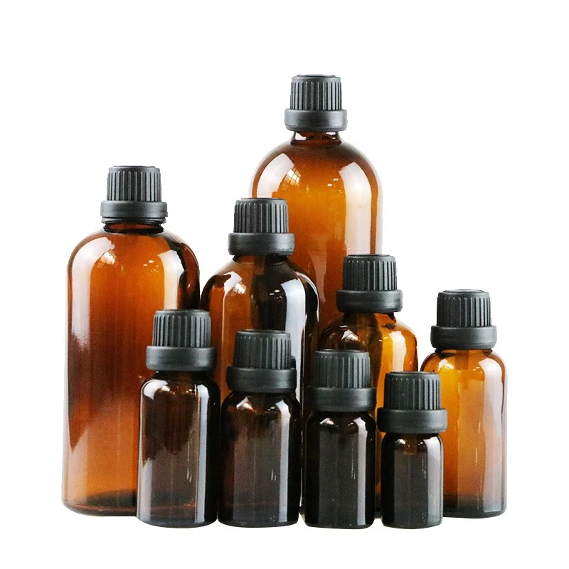 Empty 5ml 10ml 15ml 20ml 30ml 50ml100ml Amber Glass Essential Oil Bottle With Childproof Cap