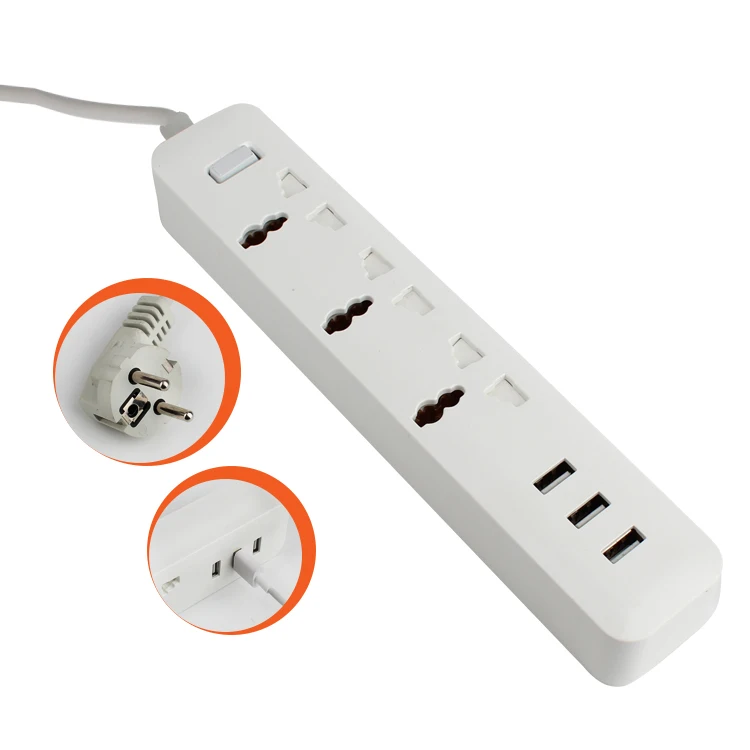 Wholesale price 3 USB multi 3 British standard socket smart Power strip multi-function charger