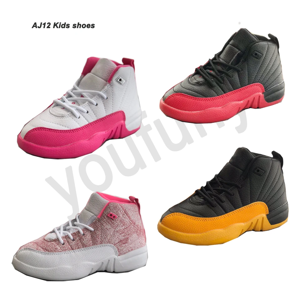 AJ12 Retro BG FlugameBoys Girls Fashion Sneakers Baby Kids Leather Trainers Children School Casual Sports Shoes