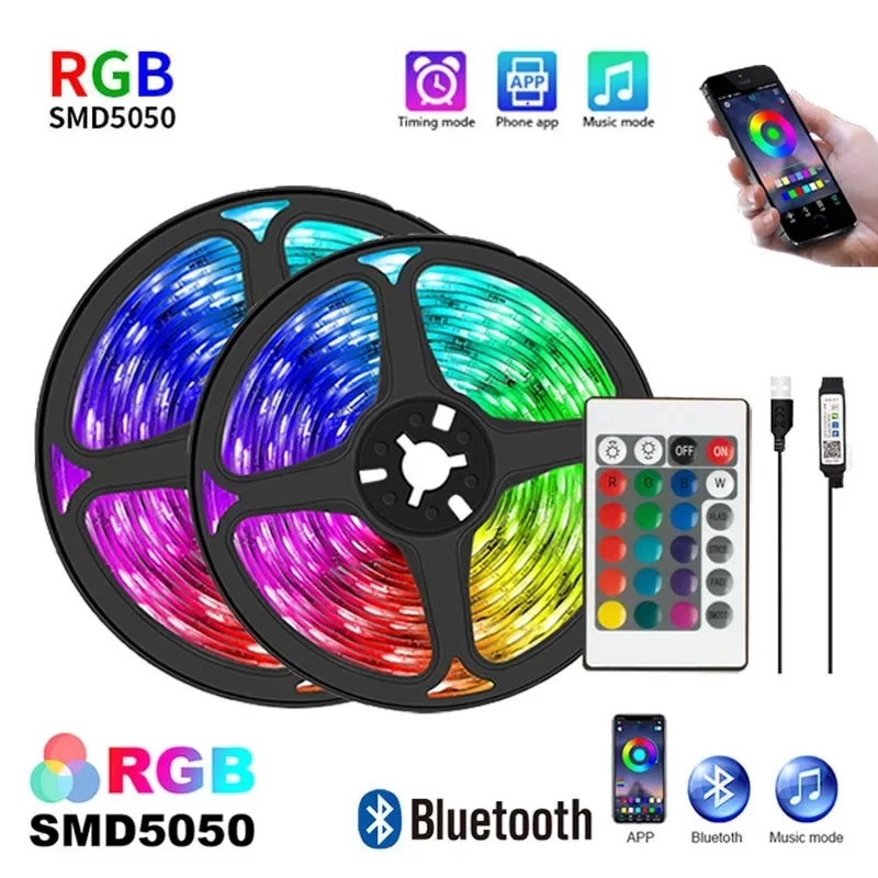 160 светодиодов/м/160pixels/m Высокое качество SMD5050 RGB Светодиодные полосы света DC5V 5 м 150 светодиоды IP65 с Bluetooth ландшафтное применение