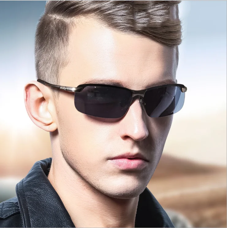 High Quality Classic Retro Men Half Frame Sunglasses Photochromic Polarized Sunglasses