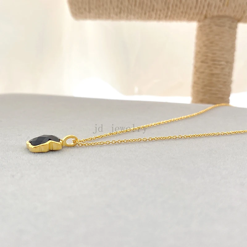 Gold Color Necklace with Black Natural Gemstone Pendant For Spanish Bear Original Logo Touses S925 Sliver Women Fashion Jewelry