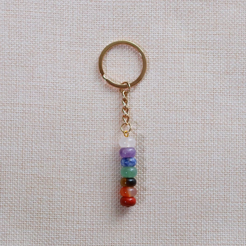 Wholesale crystal key chains natural crystal even chakra energy Healing Gold Silver