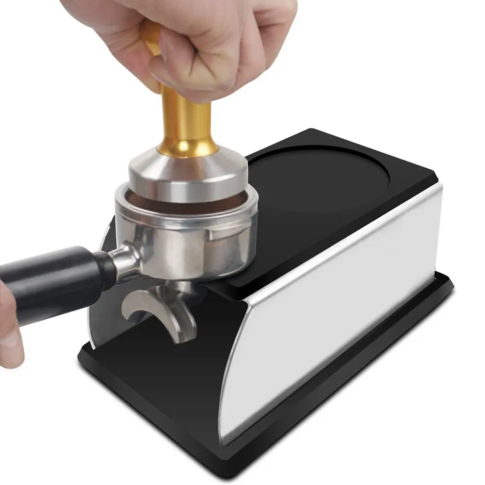 Stainless Steel Tamping Stand for Coffee Machine and Coffee Tamper Storage Base with Mat
