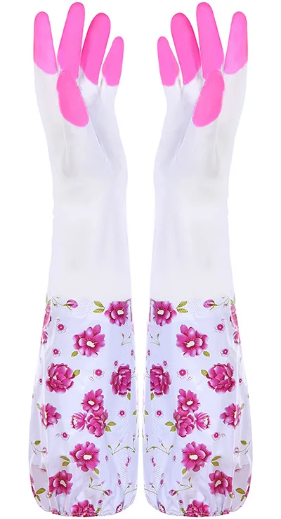 Kitchen dishwashing gloves Car wash laundry waterproof household cleaning gloves Sleeve shark oil rubber gloves wholesale