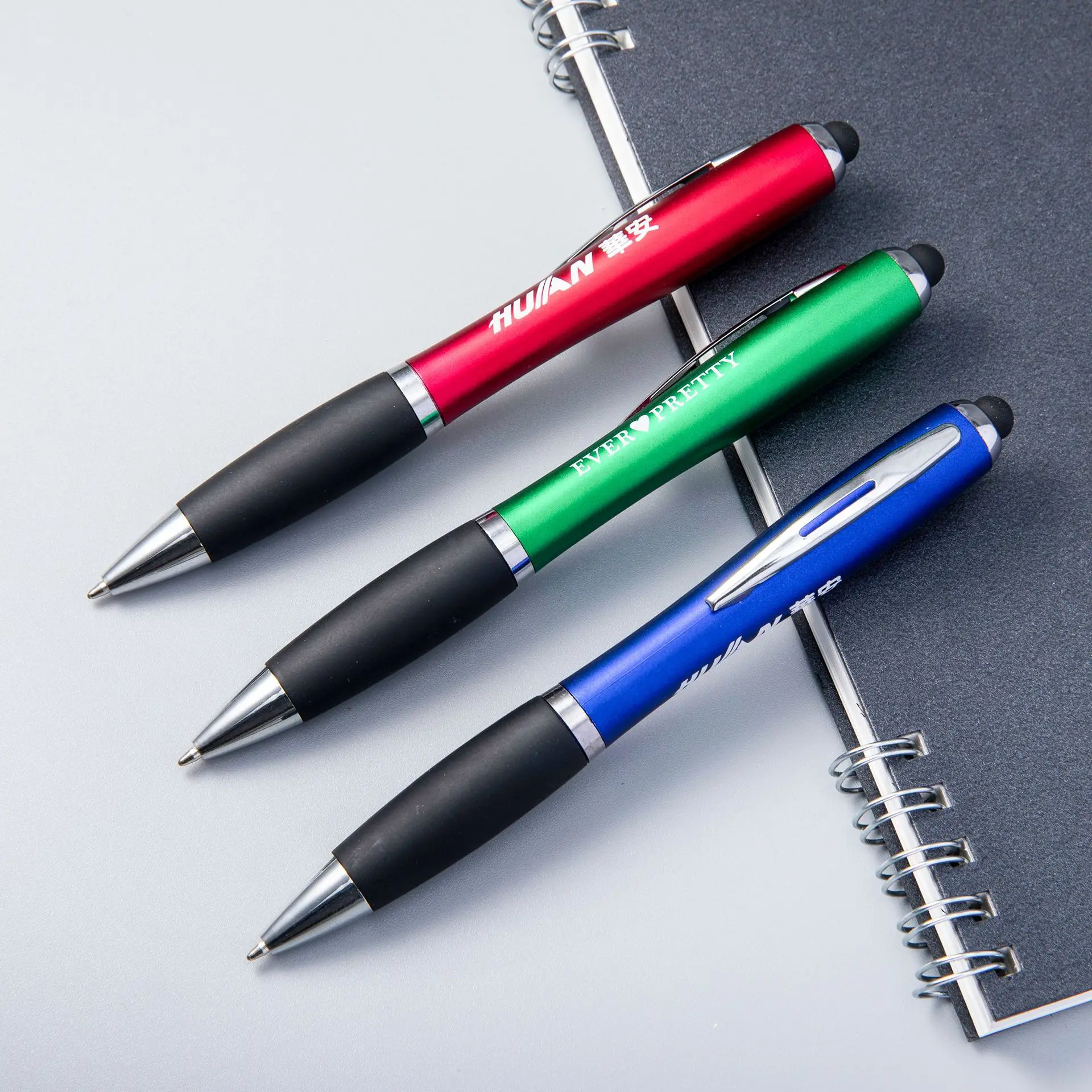 2021 Professional Pen Supplier Plastic Gift OEM Led Light Up Soft Touch Screen Pen Custom logo Stylus Promotion Ballpoint Pen