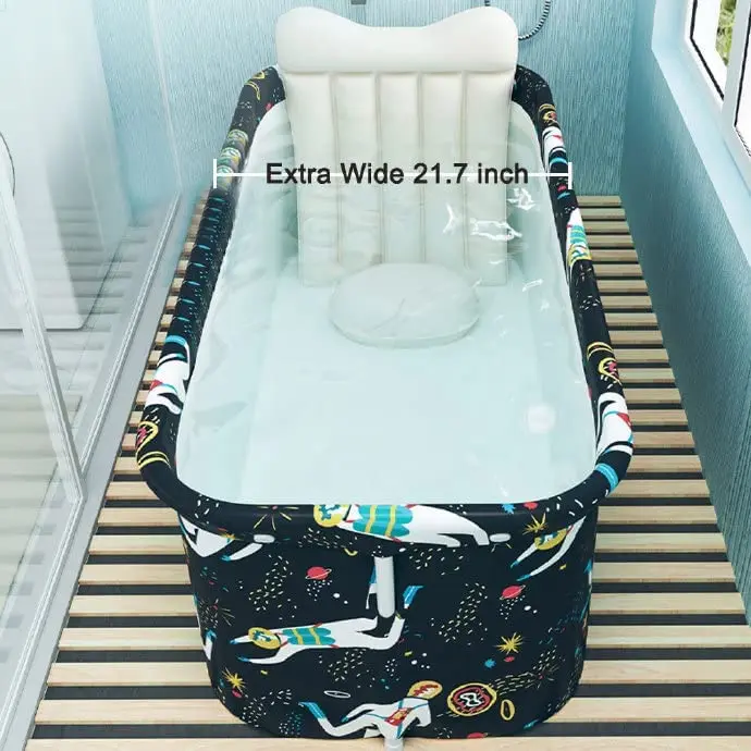 Inflatable Bathtub Foldable Bath Tub Wide Bathtub with Bath Pillow Bath Seat Ice Bathtub