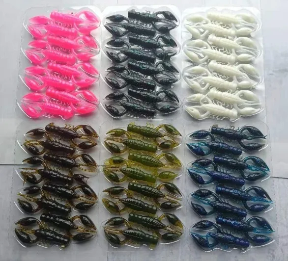 Fishing Tackle 2.5 Inches Eco friendly TPR Crawfish Soft Bait Fishing Floating Swing Shrimp Lure Sea Bass Fishing Lure
