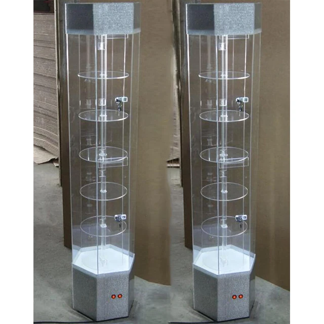 Wooden glass display cabinet with different color, corner glass display cabinet