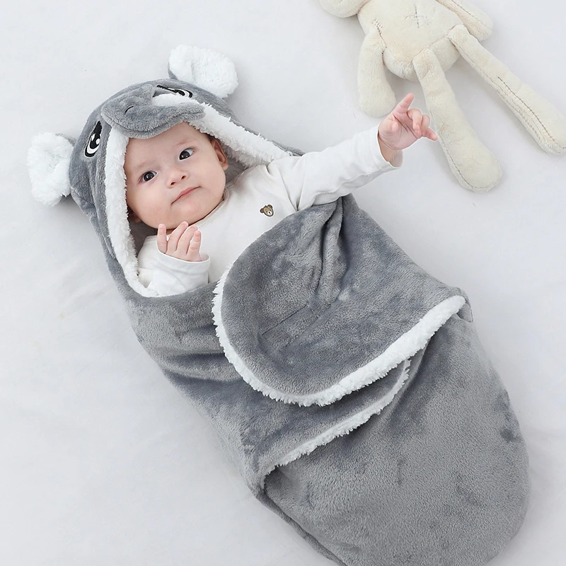 Baby Swaddle Winter Warm Super Soft Baby Cute Plush Fleece Swaddle Newborn Baby Sleeping Bag