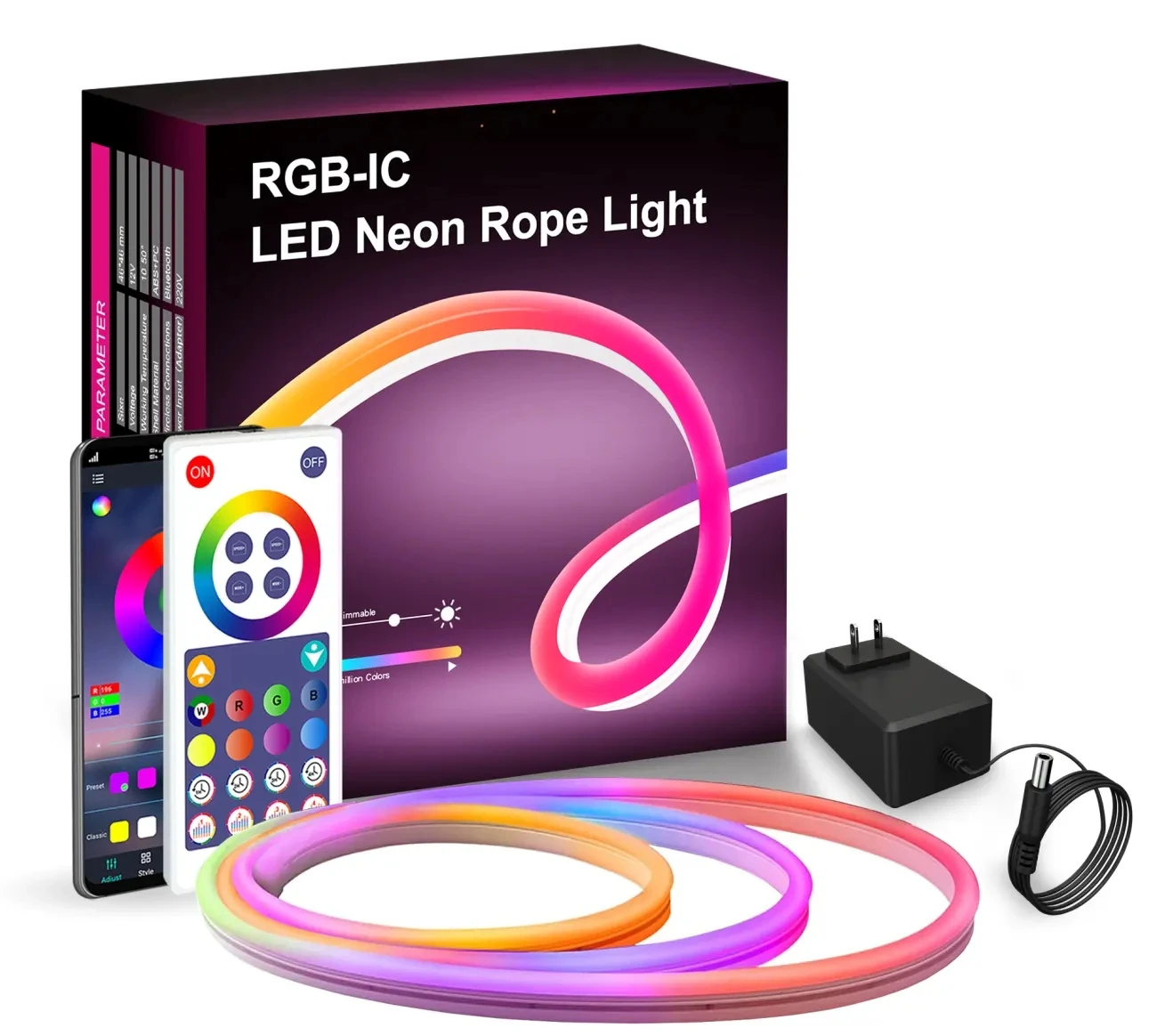 RGBIC 10M 5M Digital Flex Smart Strip Light Tape Kit luces tiras luz 12V 24V Silicone RGB Flexible LED Neon Rope Lights