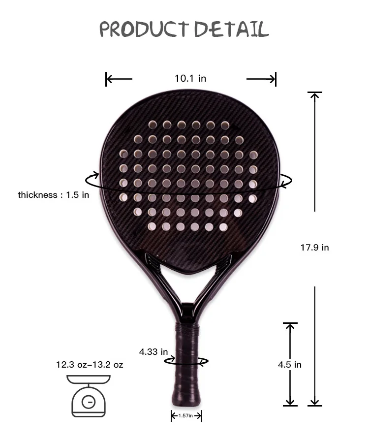 custom popular sports 3k 12k 18k 24k professional carbon fiber beach tennis paddle padel racket