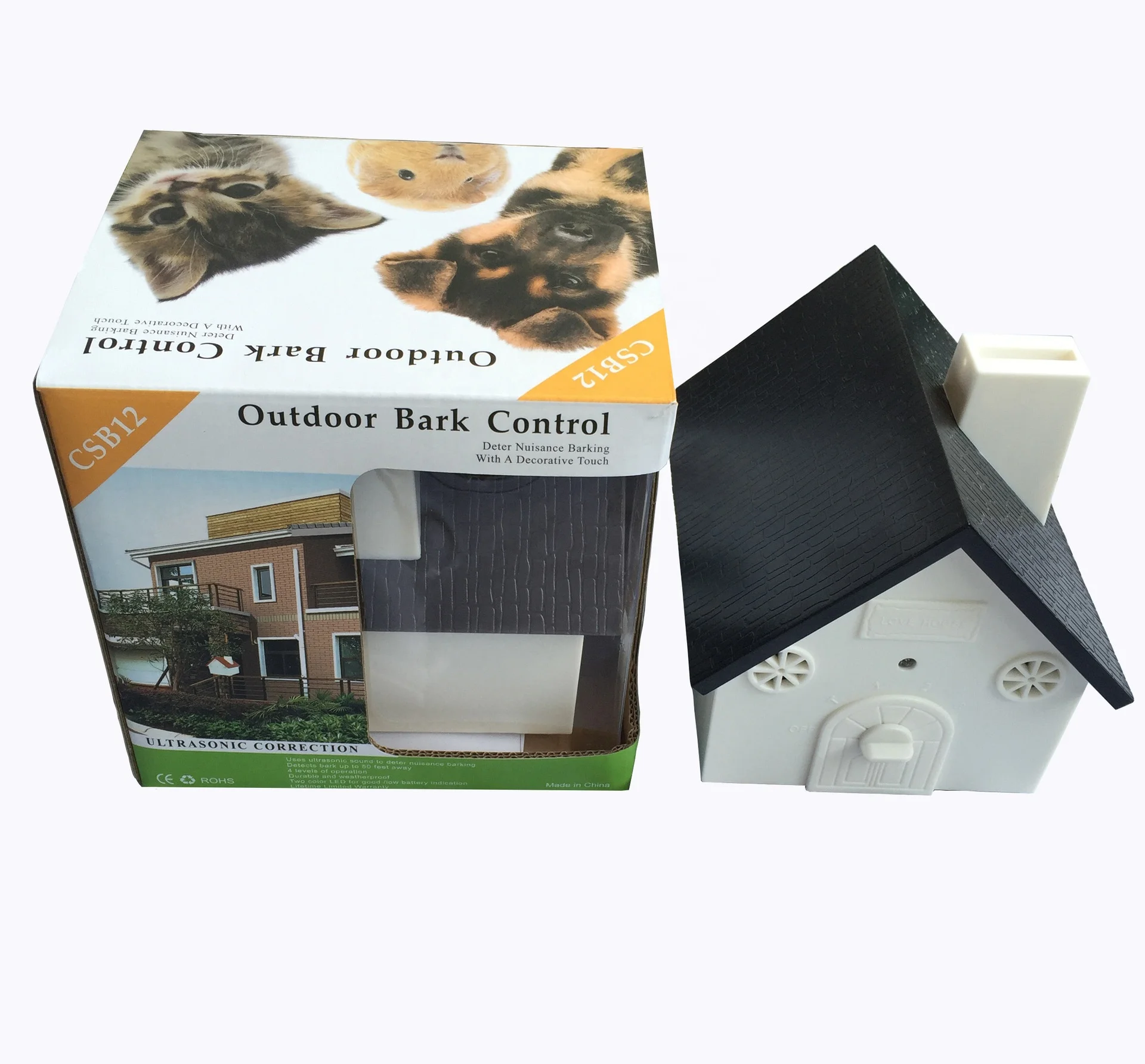 Top sell 3 Levels Outdoor Ultrasonic Bark Deterrent For Dogs Birdhouse Bark Stopper Hidden Anti Barking Device