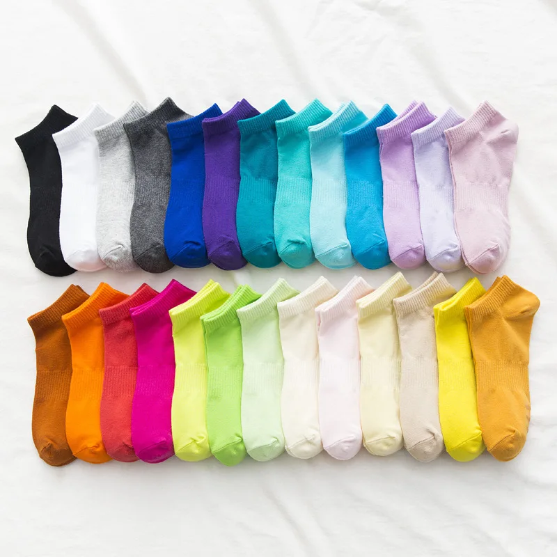 Wholesale summer cotton grip neon colorful low cut short socks for women