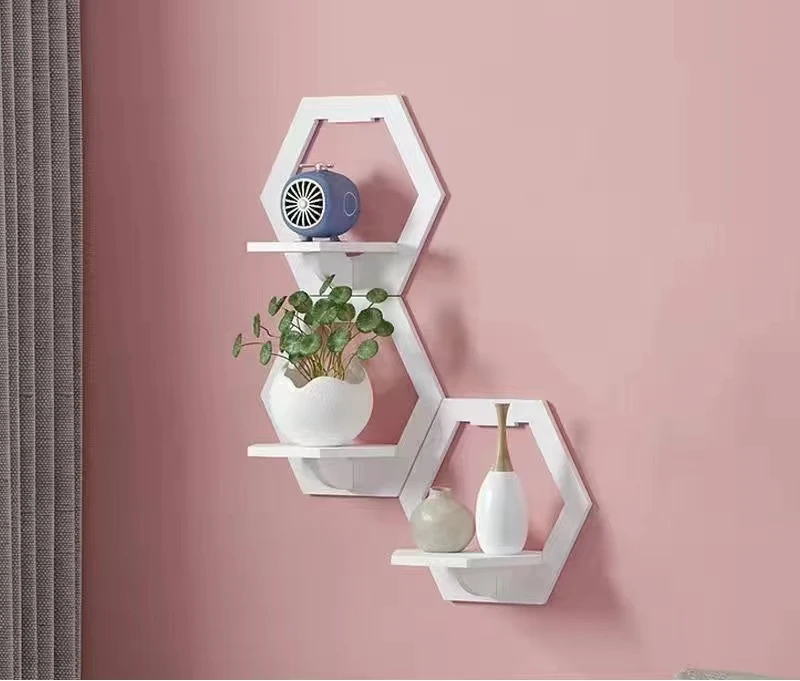 2024 Wall Organizer Wall Shelf Set Punch Bedside Wall Display Stand Rack Mounted Flower Pot Holder TV Background Room Decoration