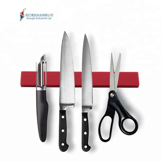 kitchen storage 16 Inch Safe Red Silicon Magnetic Knife Strip Stainless steel Magnetic Knife Holder