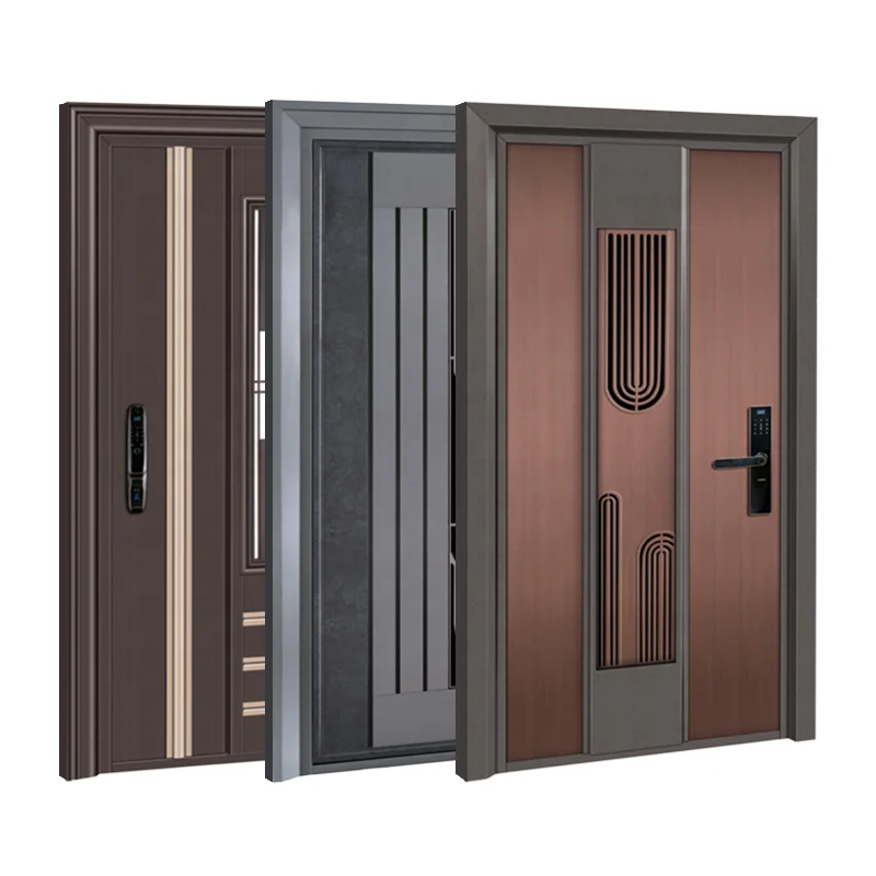 House Villa Exterior Security Front Entry Metallic Doors Design Modern Main Entrance Metal Stainless Steel Door