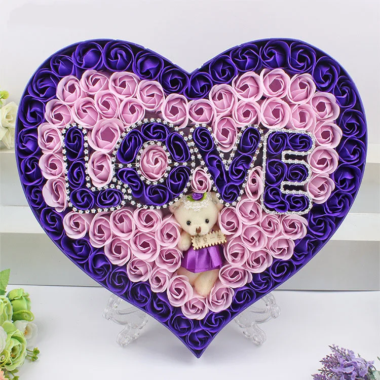 Heart shape gift box Love Forever Rose Pink Eternal Romantic Valntines Handmade Preserved Real Flowers Valentines Day Gifts