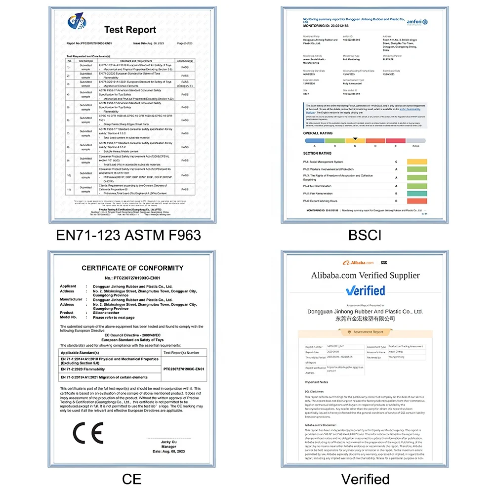 Wholesale Non-toxic Silicone Wood Ring Teether Baby chew Toys Silicone Elephant octopus whale Teething Toys For Baby