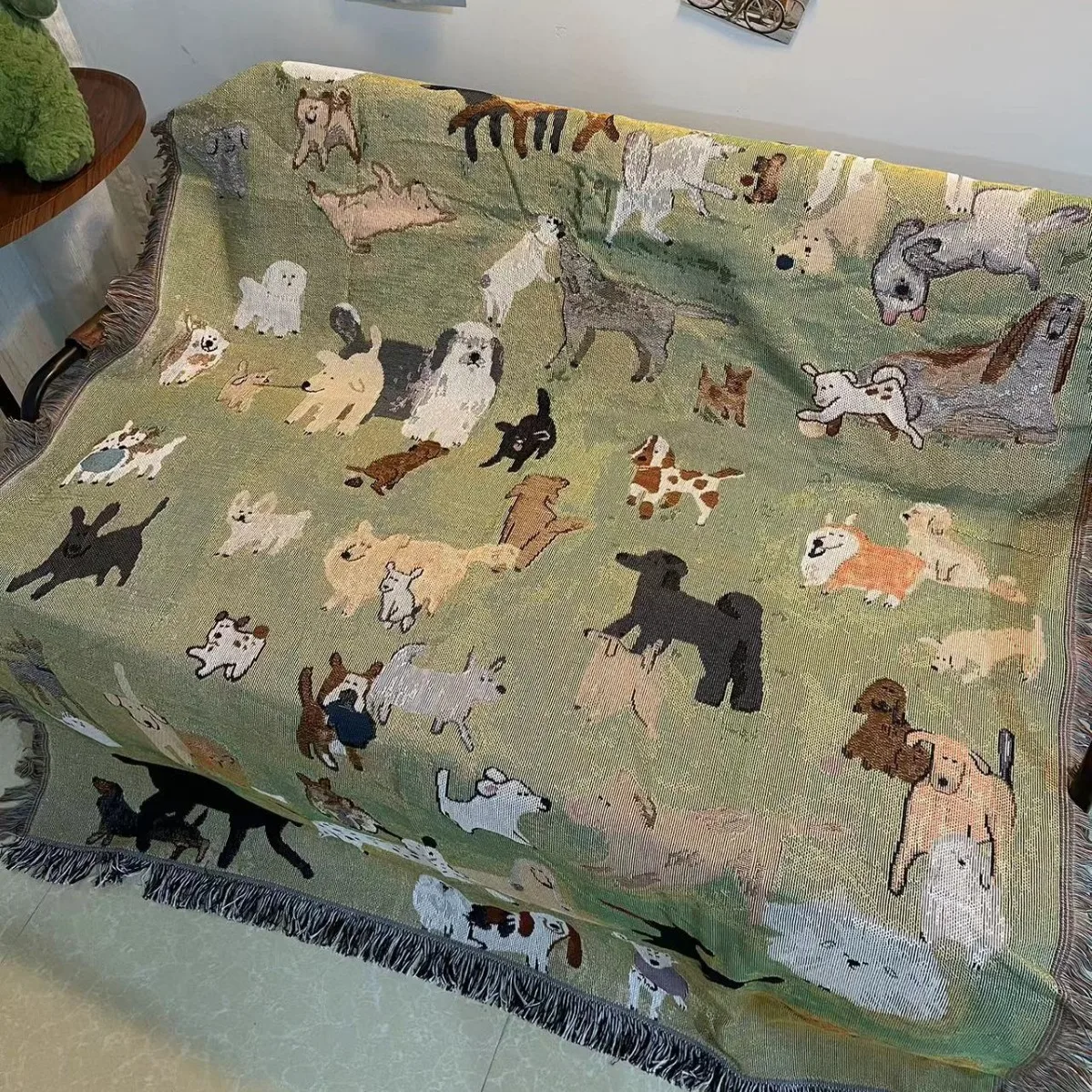 animal dogs custom vintage jacquard woven throw rug home decor blanket