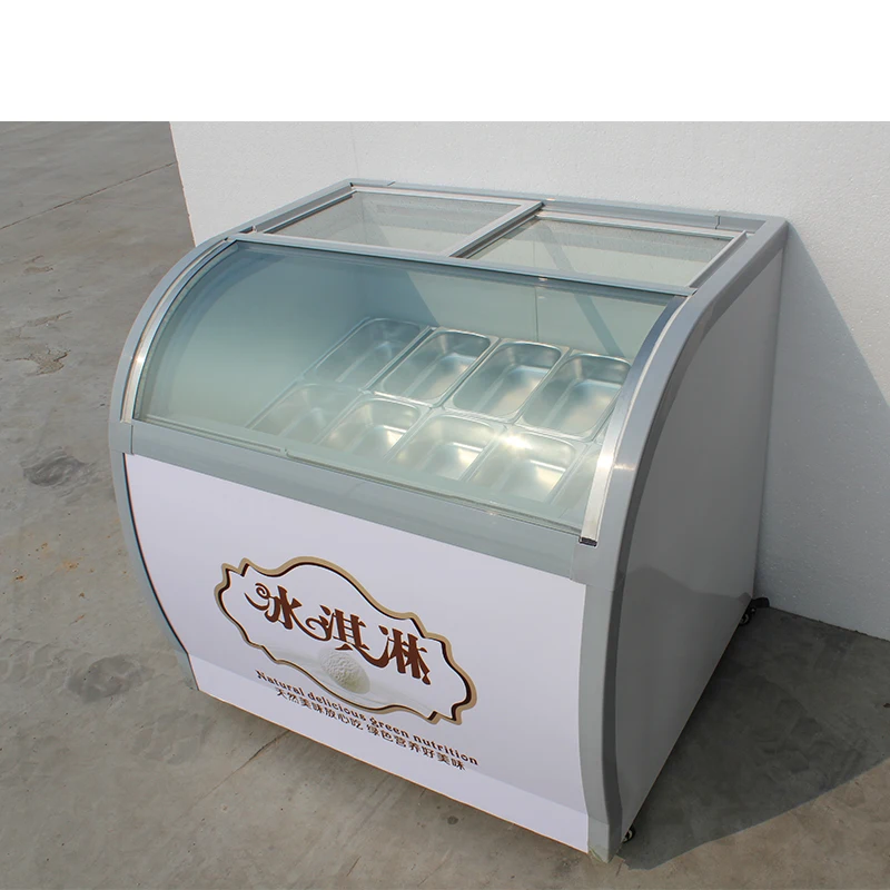 Commercial Use 10 Trays Ice Cream Storage Cabinet Low Cost Glass Fridge Display Freezer on Sale