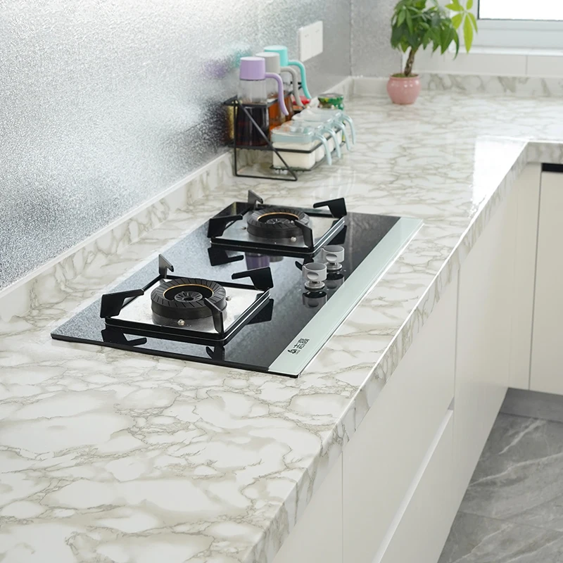 3D Contact Paper White Marble Stone Wallpaper Sticker For Kitchen Home Decoration