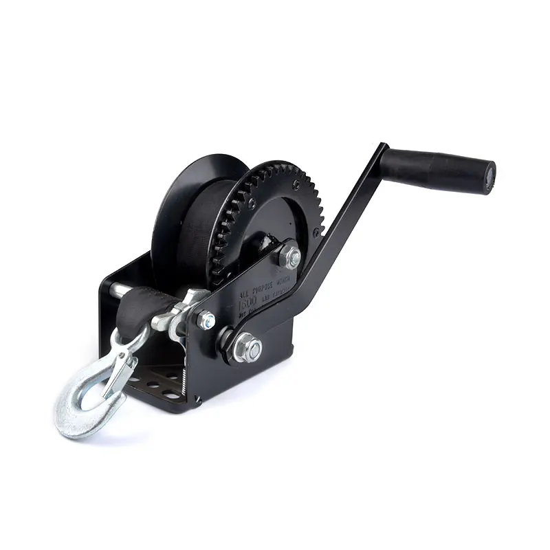 Manufacturer 1500LBS Mini Towing Tractor Galvanized Manual Hand Winch Boat Trailer Winch with Wire  Rope Cable Strap