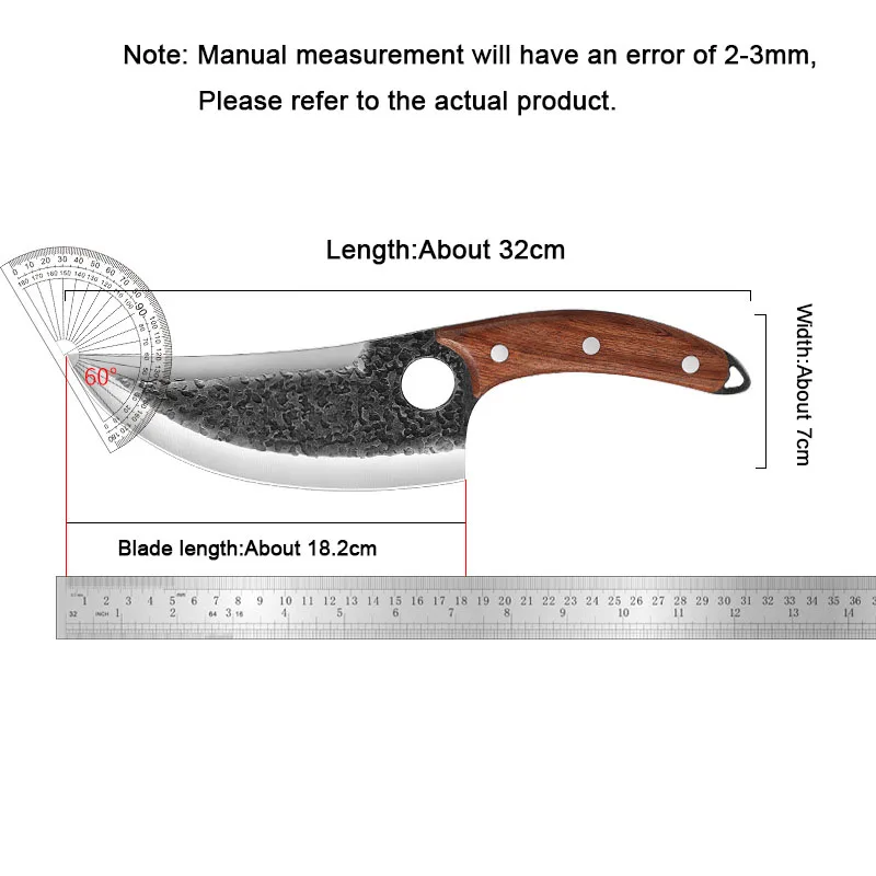 Hand Forged Butcher Knife Meat Cleaverwith Leather Sheath High Carbon Steel Butcher Knife Chopper for kitchen