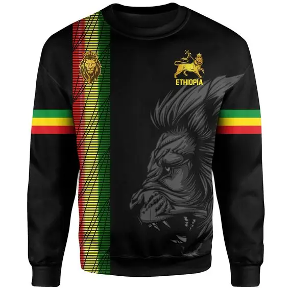 Quarter Style Lion Crown Ethiopia Sweatshirt Custom Name Logo Reggae Lion Roar Sweatshirt Dropshipping