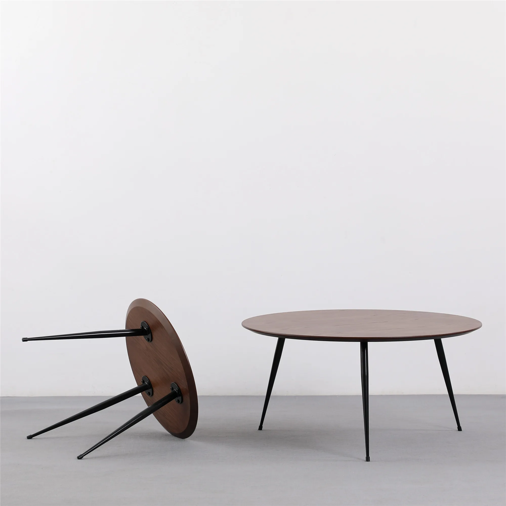 China Manufacturer Bazhou Factory Furniture Modern Nordic Wood Walnut Oval Shape Coffee Table