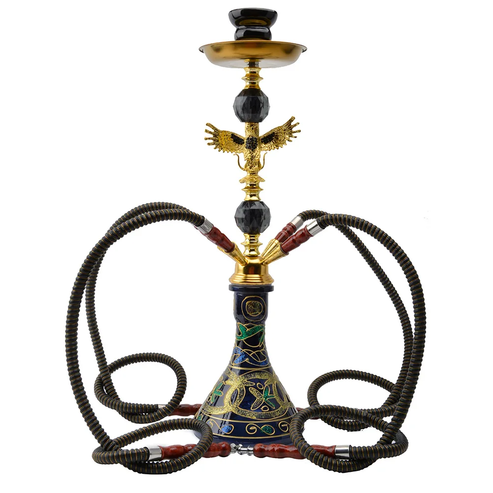 Wholesale Sing/Double/Three/Four Hose Medium large Size Mix Color Hookah Shisha Portable Metal Hookah Chicha