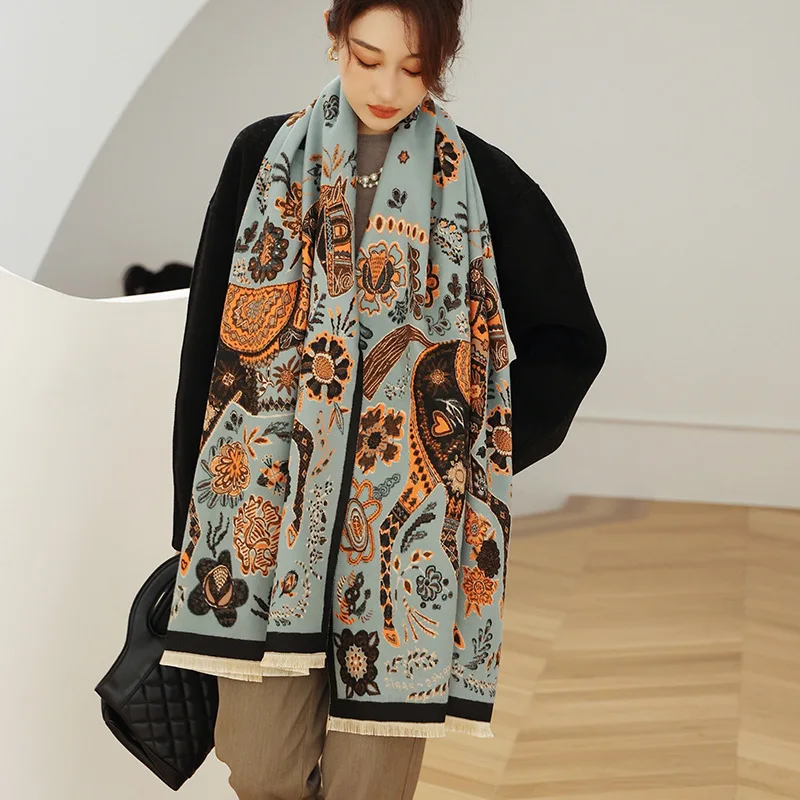 Customized Ladies Cashmere Blanket Shawl Winter Thickening Warm Scarf Spring and Autumn Air Conditioning Shawl