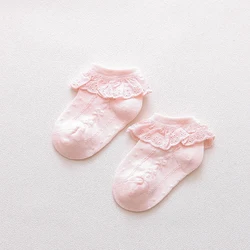 Новые летние хлопковые короткие носки карамельных цветов в стиле ретро с вышивкой кружевами и рюшами по щиколотку детские короткие носки принцессы для маленьких девочек