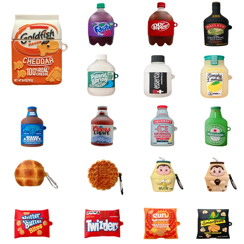 Hot Wholesale  3D cute food snack silicone Case  Keychain Designer Luxury Earphone Cover for airpods 1 2 3 pro case