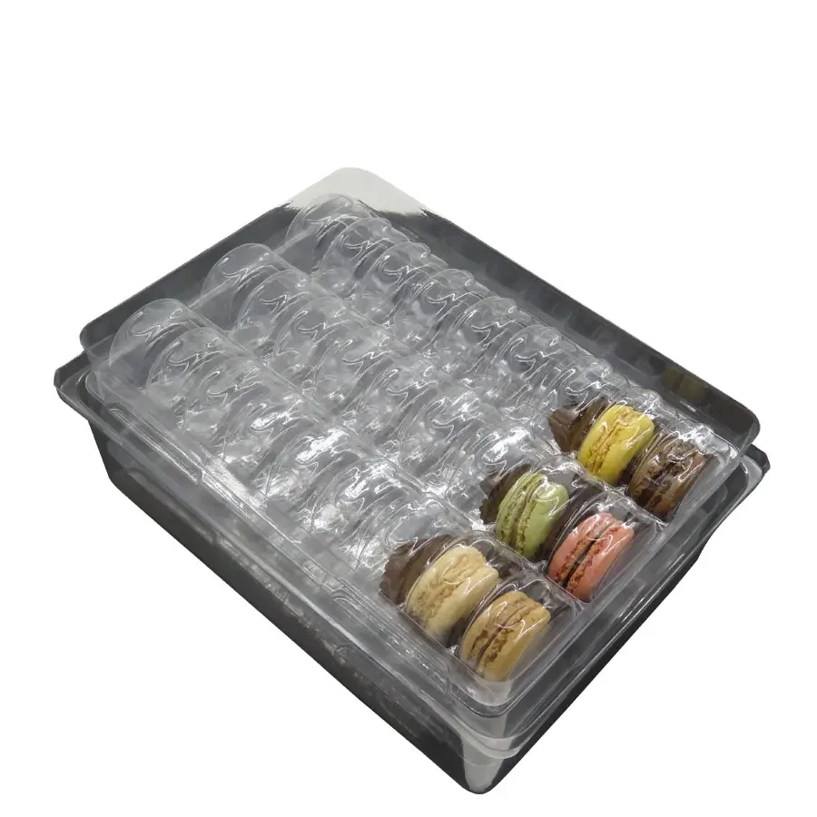 Customize Small Cake Boxes Square Plastic Storage Clear Foldable Packaging Macaron Boxes Blister