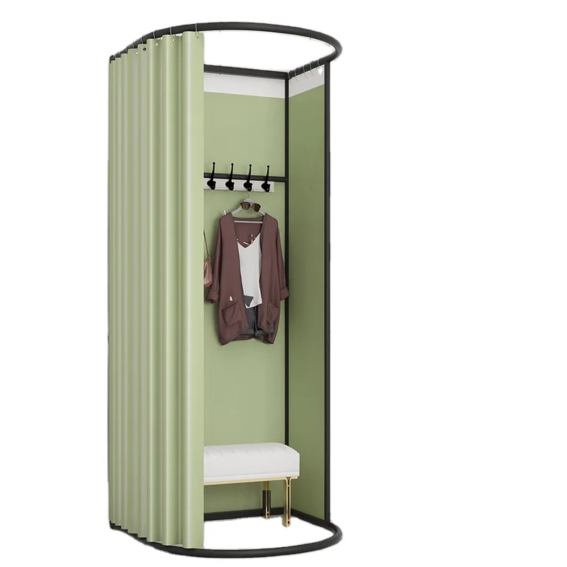 Jane love Clothing Store Boutique Metal Movable Portable Fitting Room Luxury Changing Room Dressing Room with Curtain