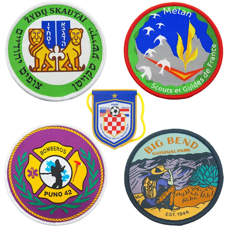 Colorful Woven Patch Baseball Cap Customize Fashion Pattern Heat Stick On Garment Woven Badges Patches