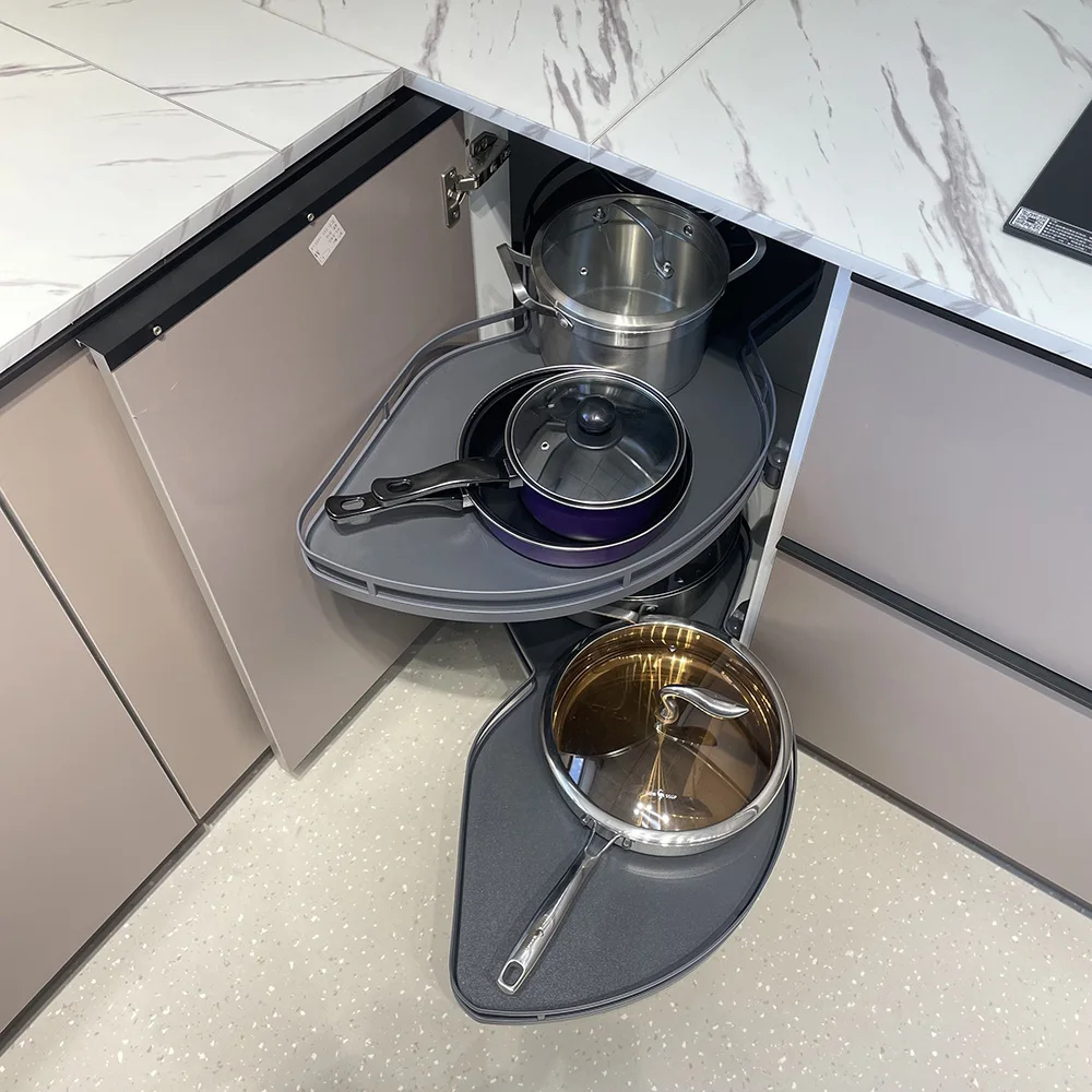 Золотая жила Двухуровневая угловая полка для шкафа Поворотная стойка левой кухни волшебные поворотные Угловые органайзеры