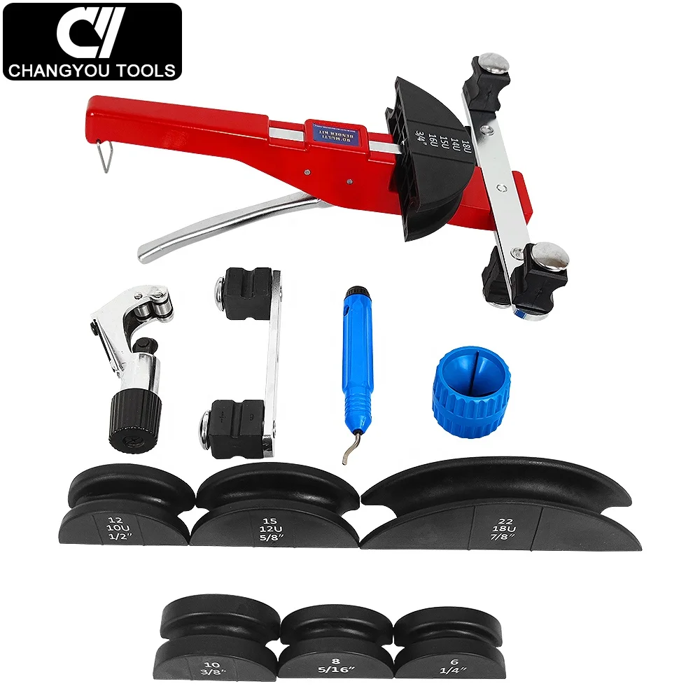 CT-999 6-22mm Hand Bender Tool Set HVAC Refrigeration Copper Pipe Bending Tools 90 Degree Tube Bender Kit