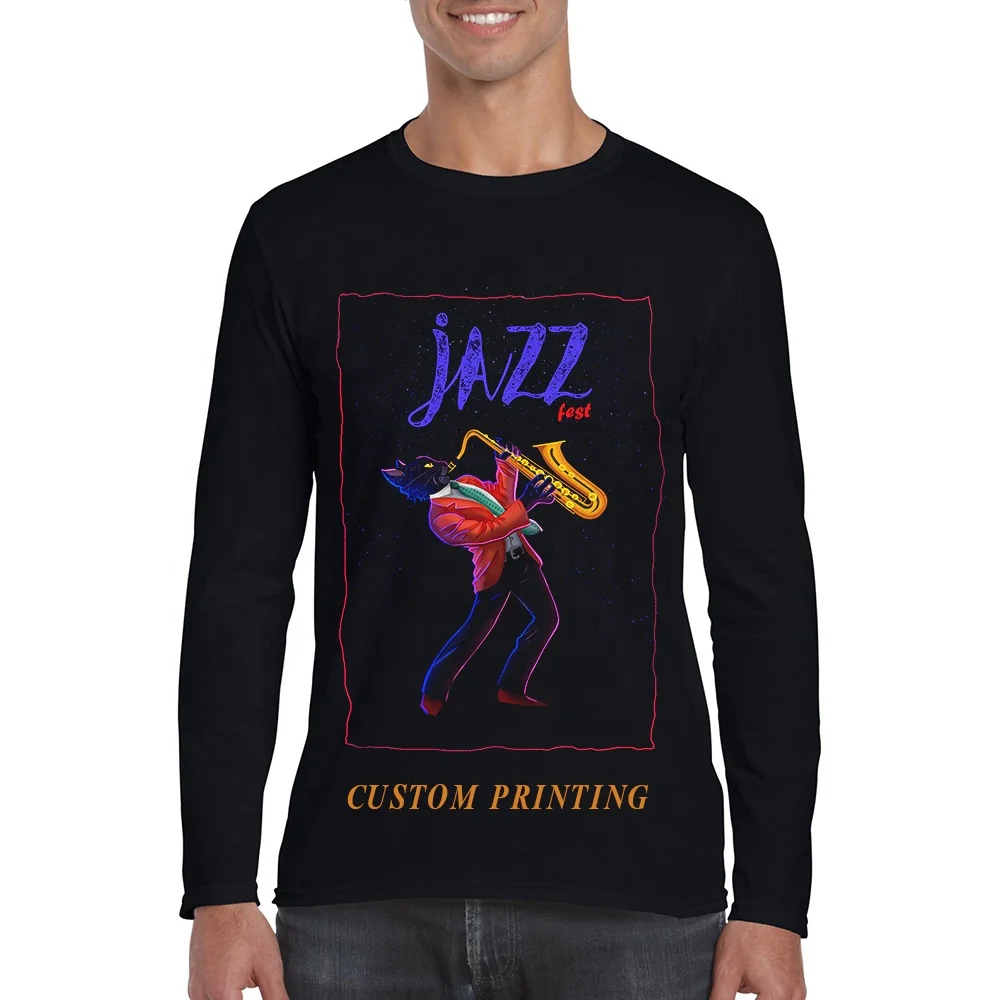
sublimation custom t shirt printing logo 100% cotton long sleeve plain blank heavy men t-shirts 