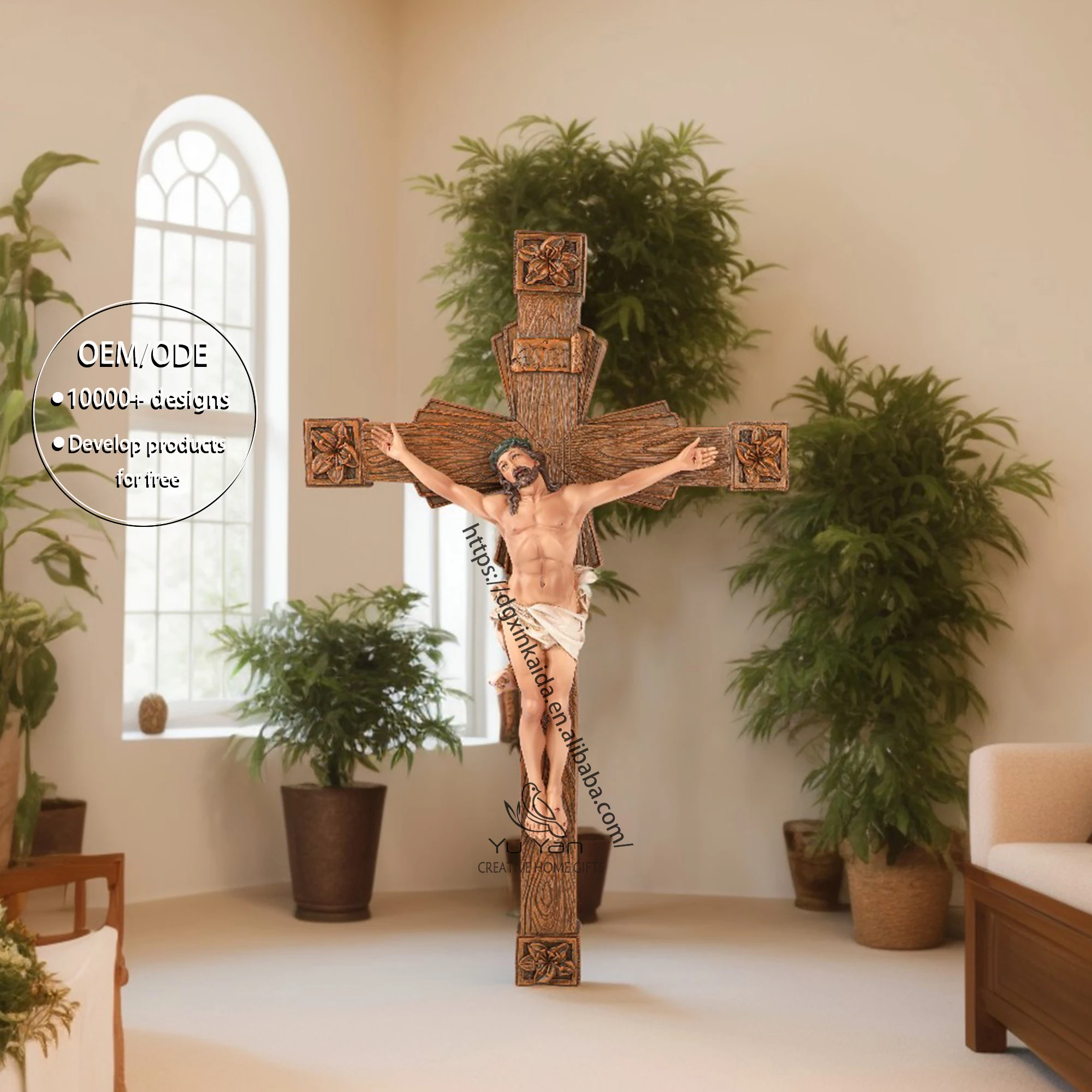 Factory wholesale catholic religious statues resin christian christian prayer cross jesus christ 8 inch wall crucifix cross cath