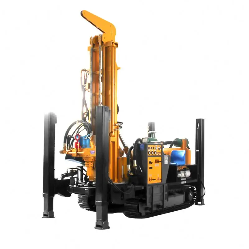 300 meters air comprerssor and mud pump Bore hole drilling machine Crawler mounted water well drilling machine