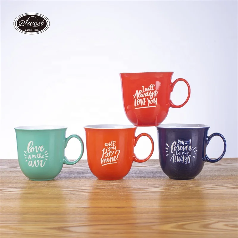 2024 new design  christmas decoration items 16oz popular silk debossed printing   white ceramic coffee mug