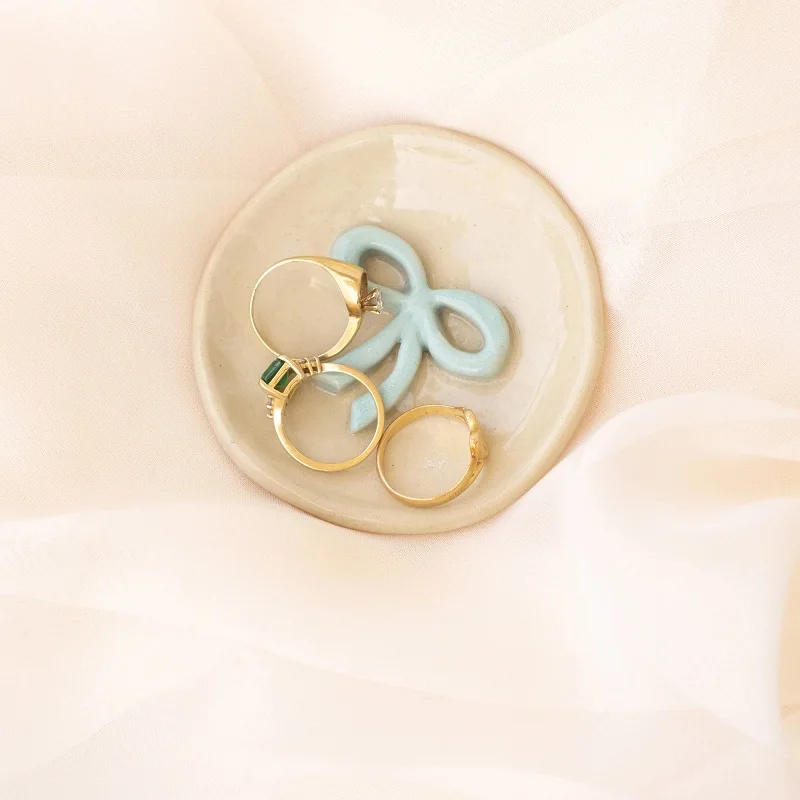 Ceramic bow handmade trinket dish decorative bow jewelry dish cute ring dish homedecor and girl gift