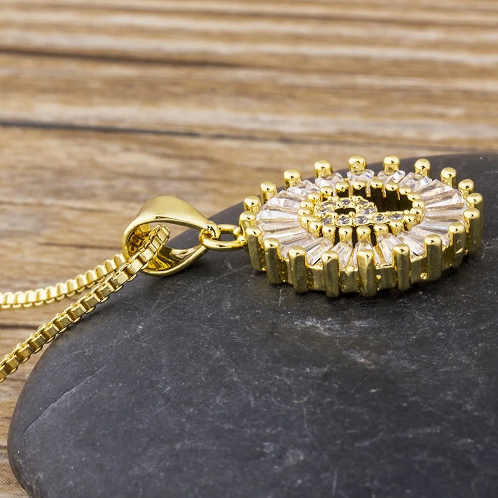 New Fashion Gold Plated Cubic Zirconia 26 Initial Letter Pendant Necklace For Women Charm Neck Chain Jewelry Customization