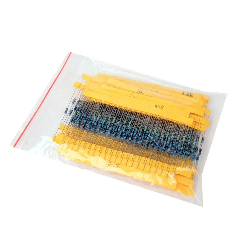600x 30 Values Kinds 1% 1/4W Metal Film Resistor Assorted Kit 20PCS Per Each (10ohm - 1M ohm)